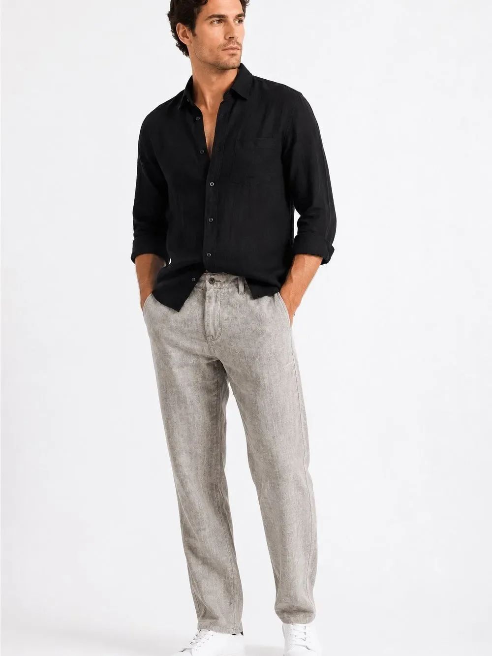 John Varvatos USA Gray Linen Classic Straight Pants Men’s 34 Coastal Luxury NWOT